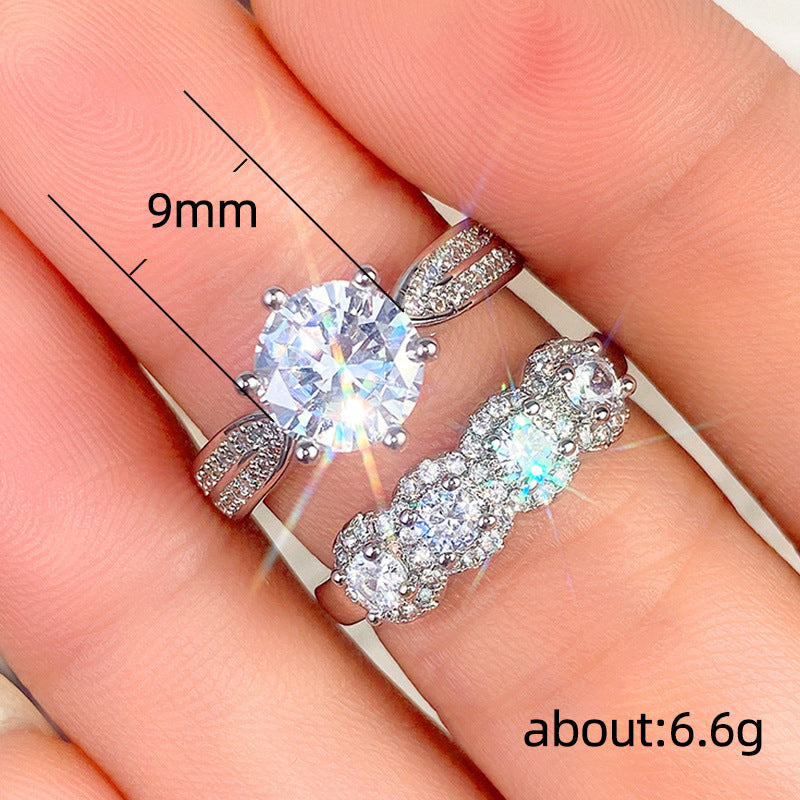 75.Super flash couple ring Valentine's Day gift, zircon sweet ring