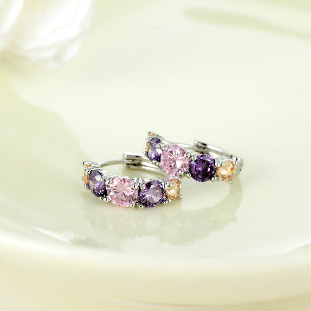 NO.14-Purple colorful zircon earrings