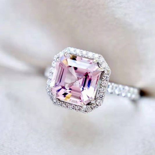 NO.31-Ladies fashion jewelry, pink square stunning cute sweet ring