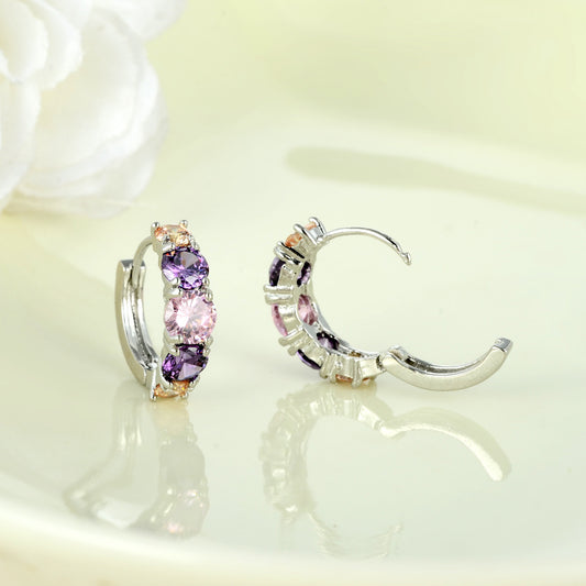NO.14-Purple colorful zircon earrings