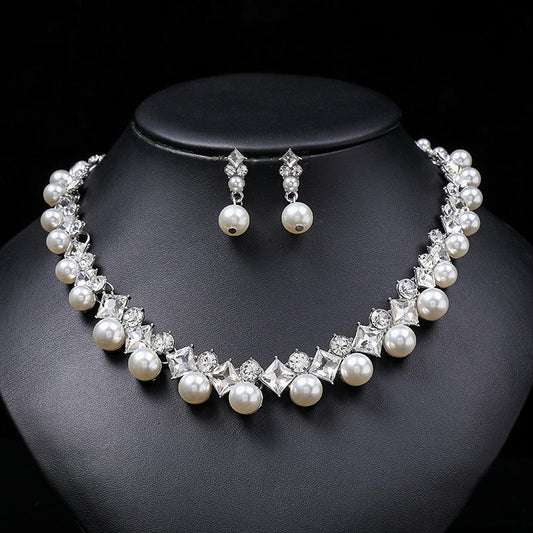NO.21-Women Fashion white  Necklace  Earrings accessory Two-Piece Set,four leaf necklace and earring
