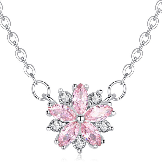 NO.17-Women's Fashion Jewelry, Pink cherry blossom necklace, lively and cute
