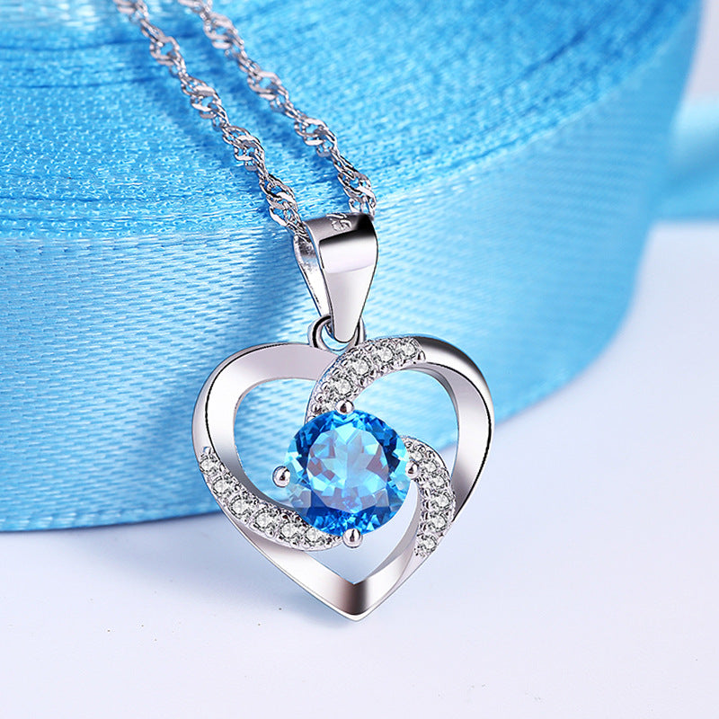 No. 31 - Love Diamond Pendant 925 Silver Necklace, Cute and Elegant, Fashion Jewelry