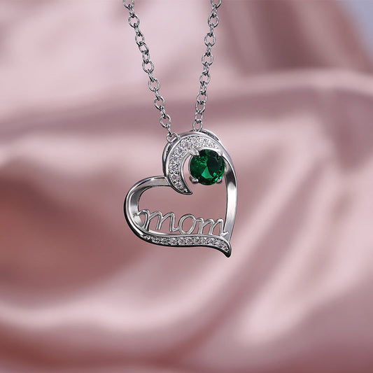 NO.18-Women's Fashion Jewelry, Mom heart-shaped opal necklace, mom gift