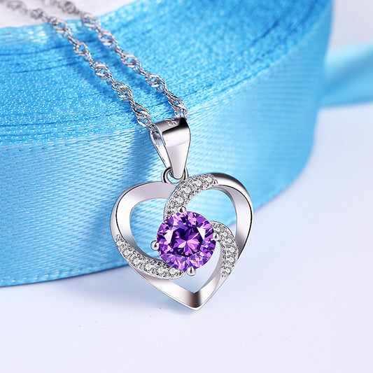No. 31 - Love Diamond Pendant 925 Silver Necklace, Cute and Elegant, Fashion Jewelry