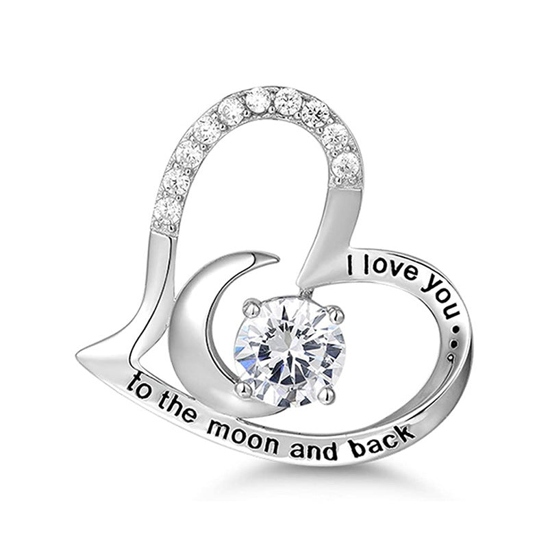 No. 32 - Heart Moon Embrace Star Mom Pendant 925 Silver Necklace, Cute and Elegant, Popular Jewelry