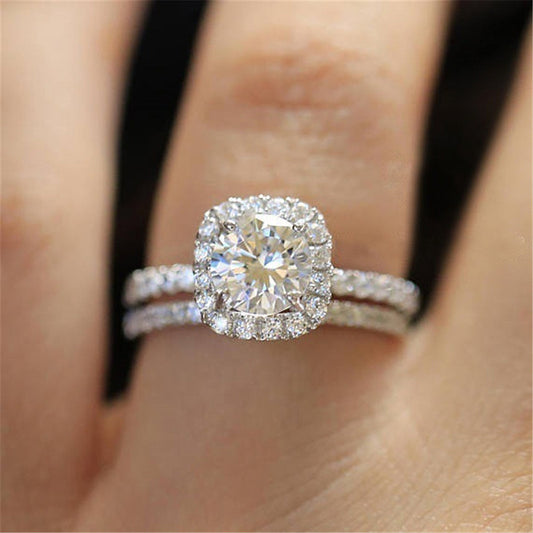 NO.28-Woman Fashion Jewelry for Women, Hot Selling Hearts and Arrows Micropavé Diamond Setting Ring Women Engagement Wedding Rings