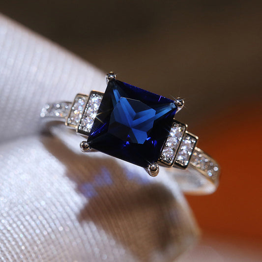 NO.41-Dark Blue Opal Stone Ladies Ring, Simple and Premium