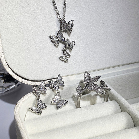 NO.5-Stylish Four Butterflies Diamond Collarbone Chain