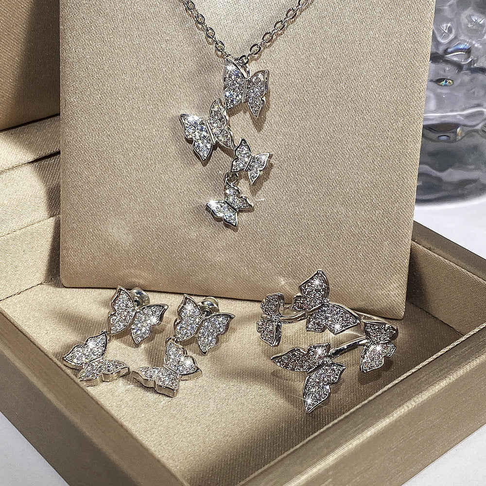 NO.5-Stylish Four Butterflies Diamond Collarbone Chain