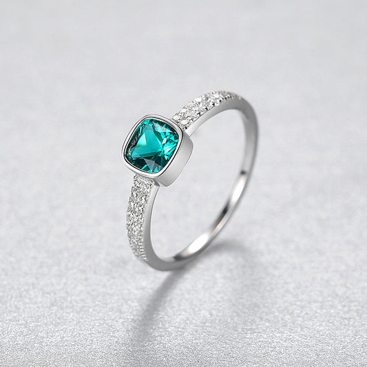 No. 17 - Treasure Green Brick 925 Silver Ring, Noble and Elegant, Fashion Jewelry