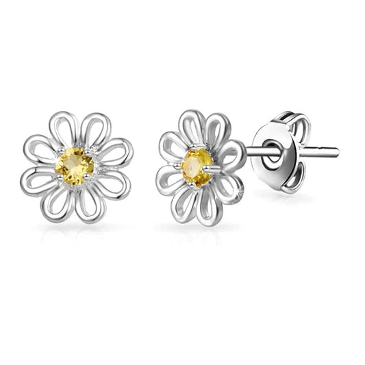 No. 7 -yellow chrysanthemum 925 silver stud earrings, lively and cute, popular jewelry