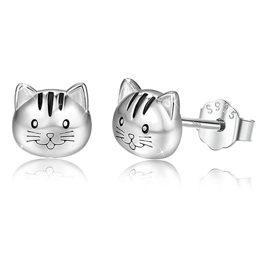 No. 9 -kitten 925 silver stud earrings, lively and cute, popular accessories