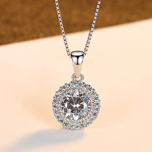 No. 26 - Delicate Round Pendant 925 Silver Necklace, Cute and Elegant, Fashion Jewelry