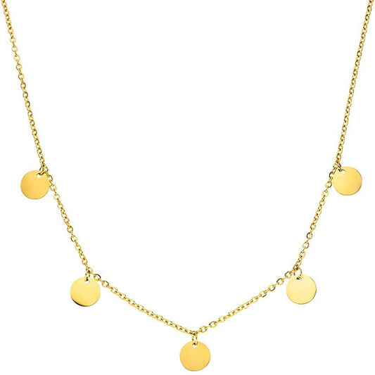 No. 28 - Gold Small Round Pendant  Necklace, Cute and Elegant, Fashion Jewelry