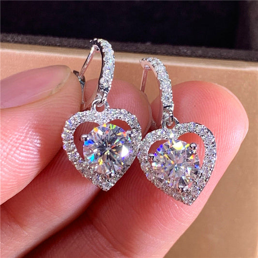 NO.20-Women's Fashion Jewelry, Sweet, Delicate Heart Shape Zircon Earrings