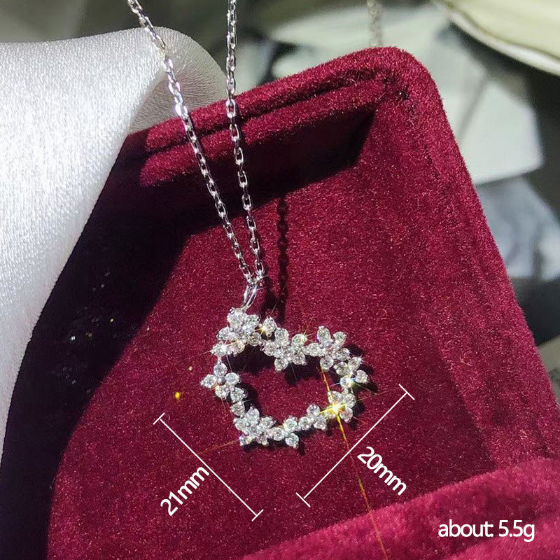 NO.12-Women's Fashion Jewelry, Sweet Heart Diamond Zirconia Necklace