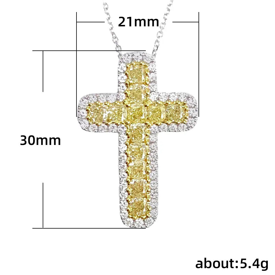NO.8-Women's Fashion Accessories Jewelry, Popular Recommendations, Fashion Citrine Zircon Cross Necklace