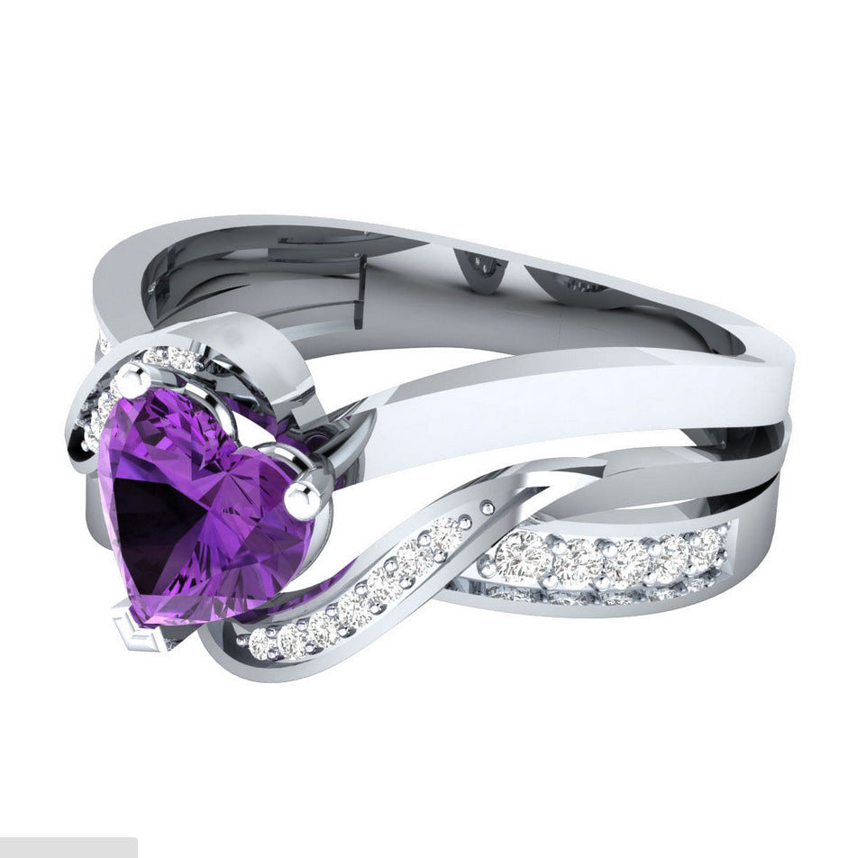 NO.16-Women's Fashion Accessories Jewelry, Multicolor Special Design Heart Zircon Ring
