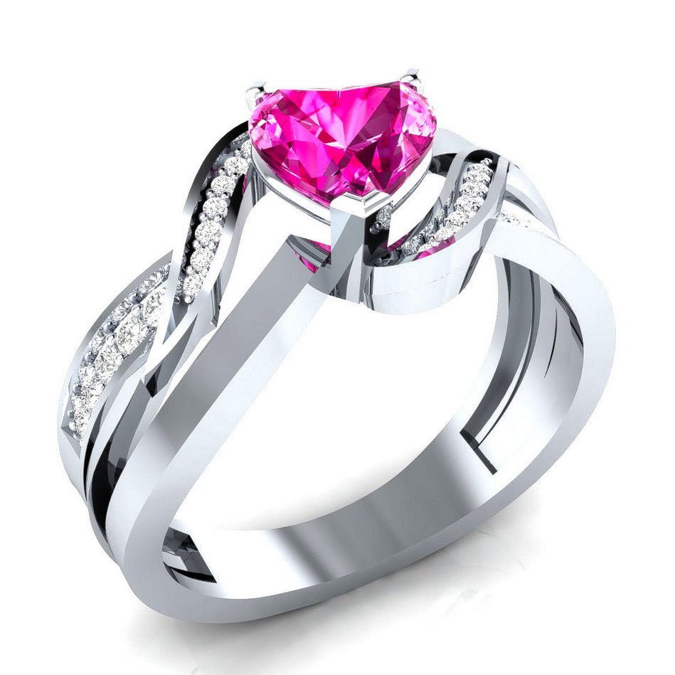 NO.16-Women's Fashion Accessories Jewelry, Multicolor Special Design Heart Zircon Ring