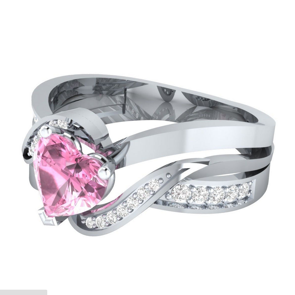 NO.16-Women's Fashion Accessories Jewelry, Multicolor Special Design Heart Zircon Ring