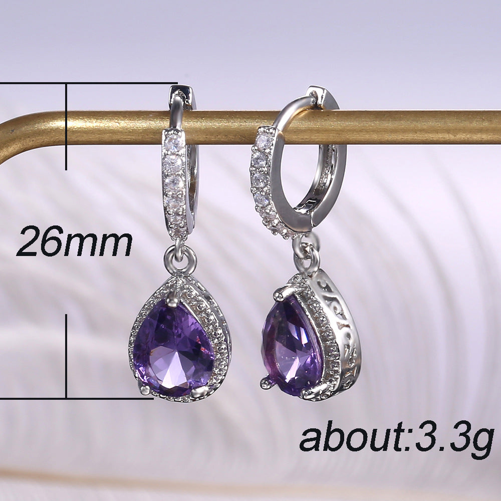 NO.2-Ladies Fashion Jewelry, Purple Droplet Cute vintage