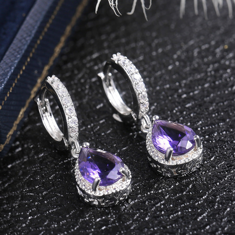NO.2-Ladies Fashion Jewelry, Purple Droplet Cute vintage