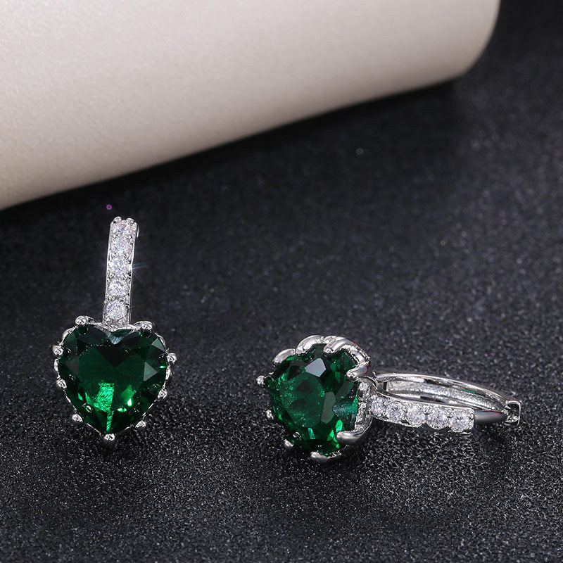 NO.5-Stylish multi-colored zircon love earrings