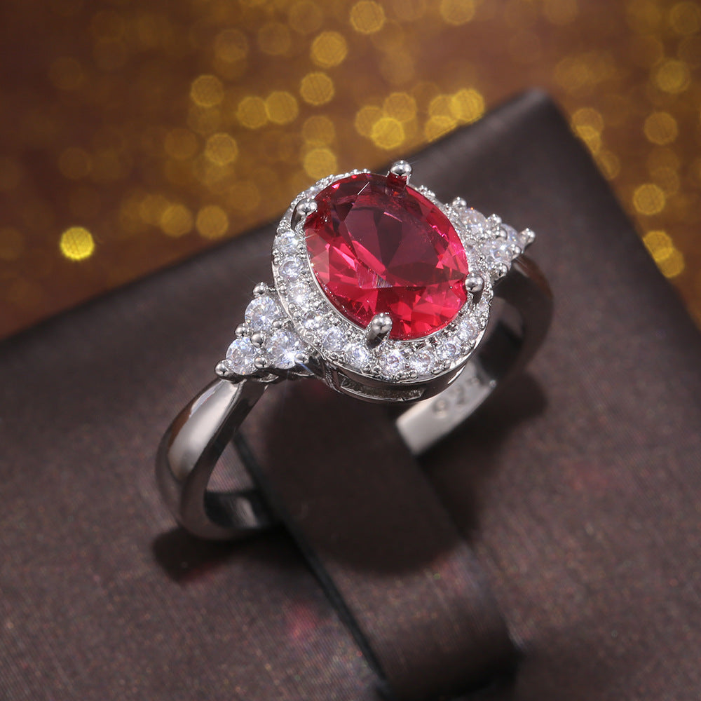 NO.8-Women's Fashion Jewelry, Oval Ruby Ring