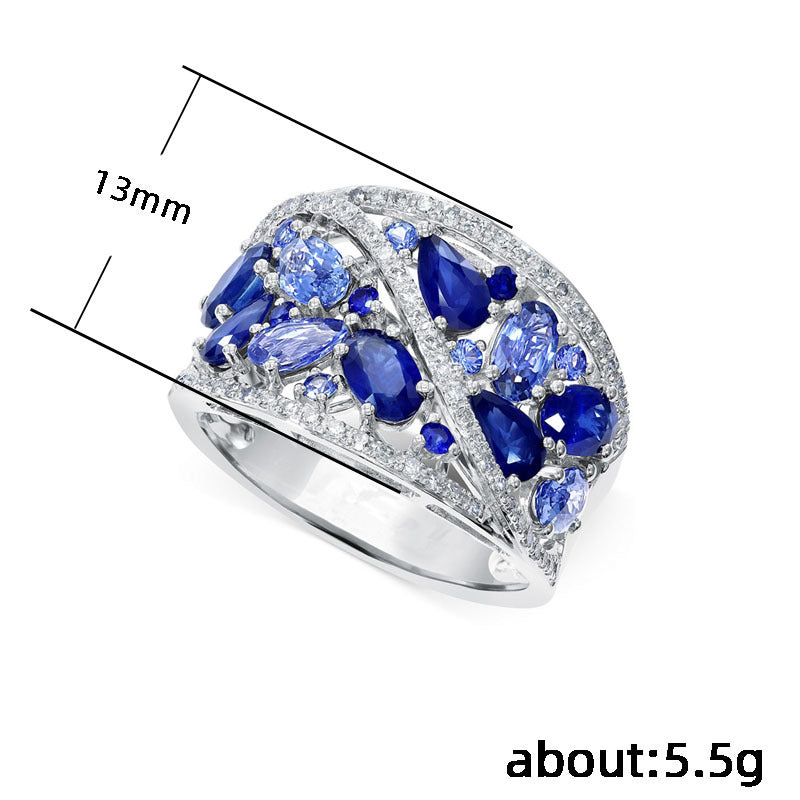NO.65-Women's Fashion Jewelry, Luxury blue zircon women's ring