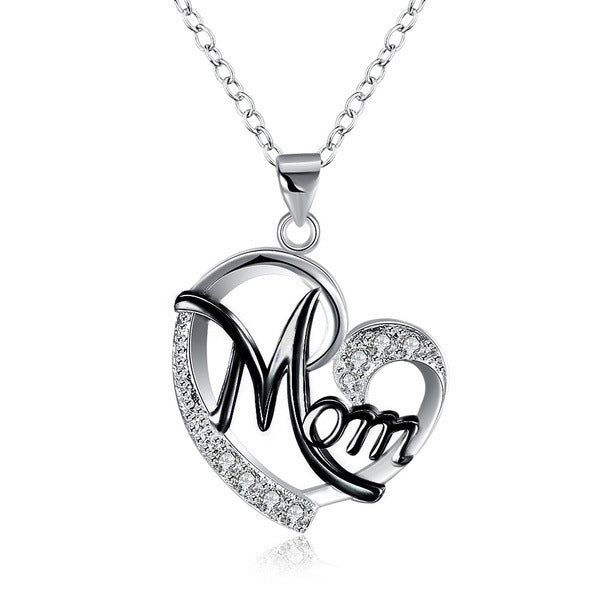 Mom Necklace Heart Shape Diamond Best Mother's Day Gift, best seller