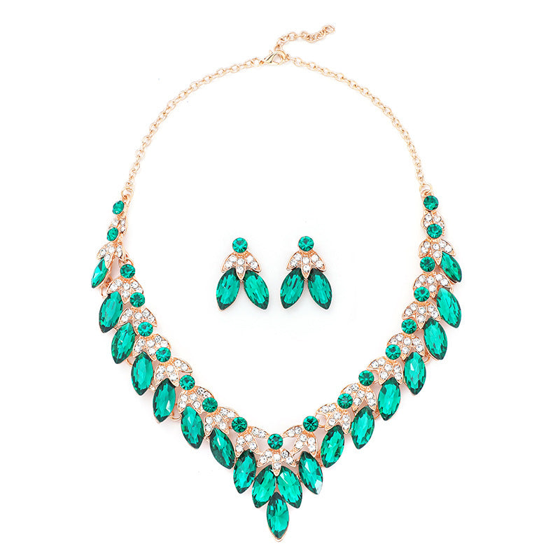 NO.4-New Women Fashion Necklace Earrings Jewelry Two-Piece Set, Party, Gift