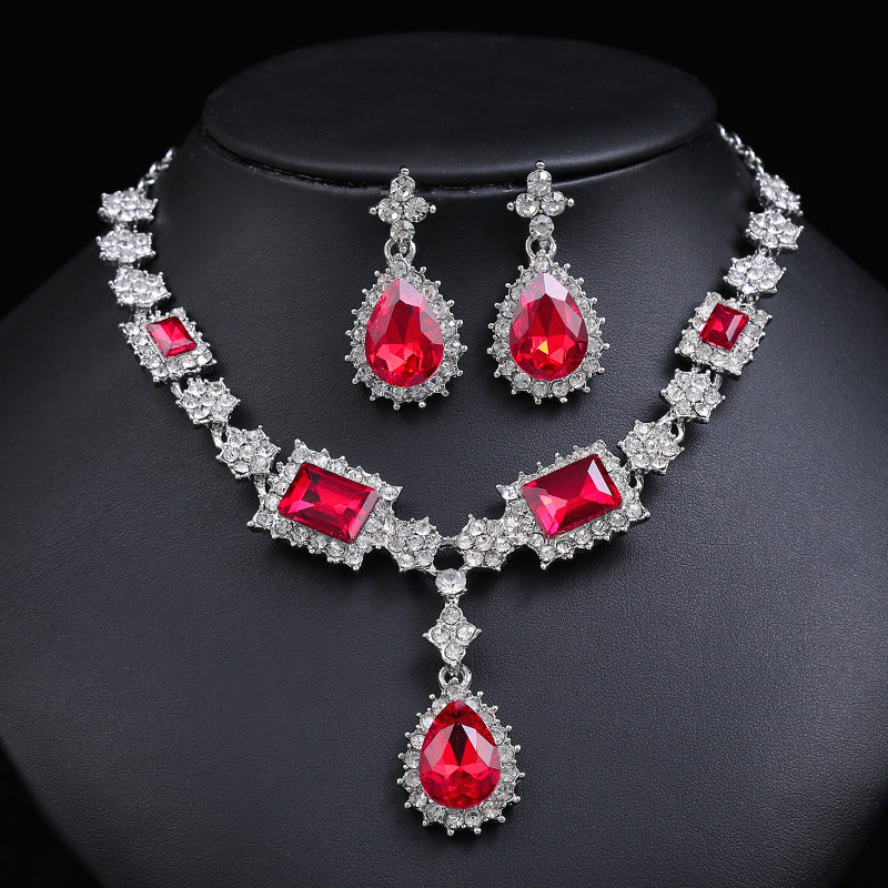 NO.4-New Women Fashion Necklace Earrings Jewelry Two-Piece Set, Party, Gift