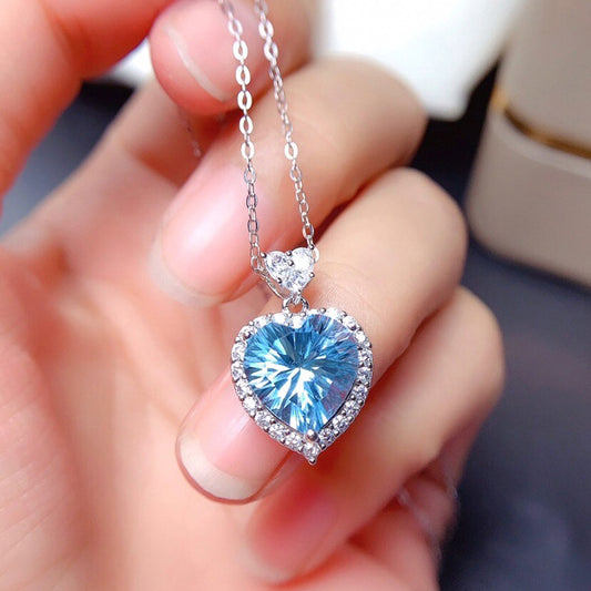 NO.24-Ocean blue topaz colored treasure necklace