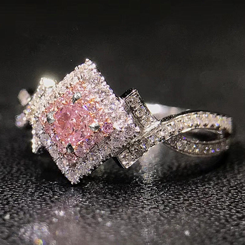 NO.2-Ladies fashion jewelry, pink stuning diamond cute sweet ring