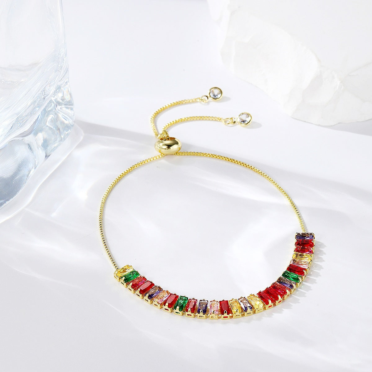 NO.2-Ladies Fashion Jewelry, Rainbow Bracelet, Easy to Wear and Adjust Size