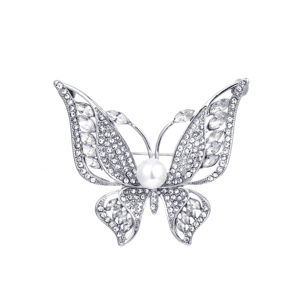 Diamond Butterfly Brooch Alloy Badge Vintage Brooch Clothing Accessories