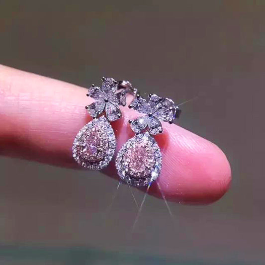 NO.40-Pink droplet stud earrings