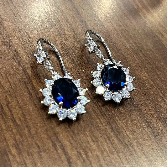 NO.37-Women's Fashion Jewelry, Dark Blue Lace Earrings
