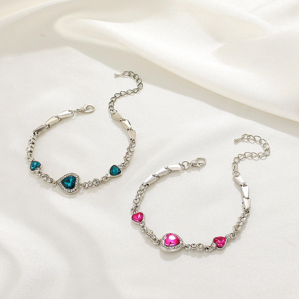 NO.5-Women's Fashion Jewelry，Heart of the Ocean Love Zircon Crystal Diamond Bracelet