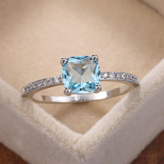 NO.21-Women Fashion Jewelry, Delicate Small Square Zircon Ring