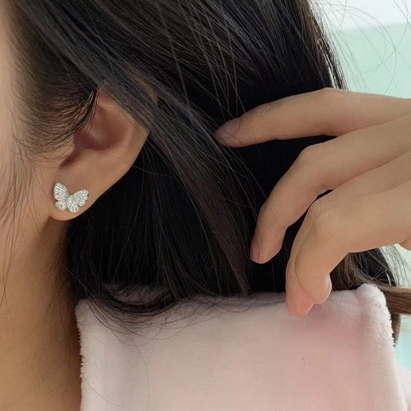 NO.19-Fashion Jewelry for Women, Sweet and Fresh, Beautiful Bow Zirconia Stud Earrings