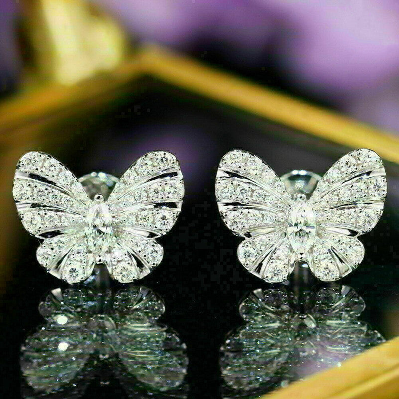 NO.19-Fashion Jewelry for Women, Sweet and Fresh, Beautiful Bow Zirconia Stud Earrings