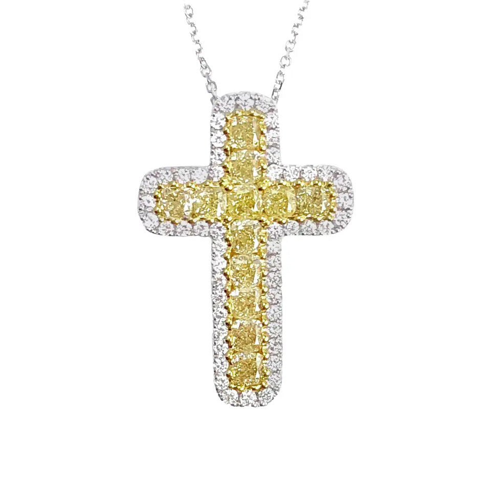NO.8-Women's Fashion Accessories Jewelry, Popular Recommendations, Fashion Citrine Zircon Cross Necklace
