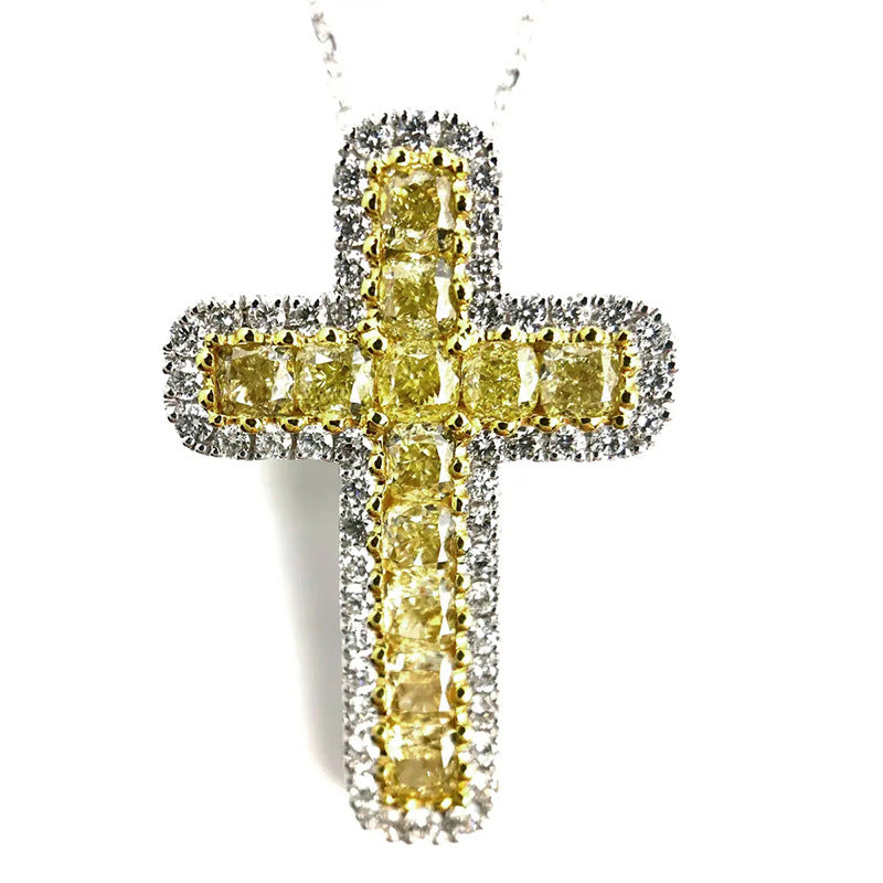 NO.8-Women's Fashion Accessories Jewelry, Popular Recommendations, Fashion Citrine Zircon Cross Necklace
