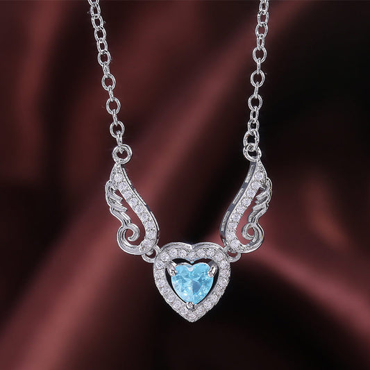 Nr. 10 - Damenmode-Accessoires Schmuck, süße einfache Temperament Liebe Engelsflügel Halskette
