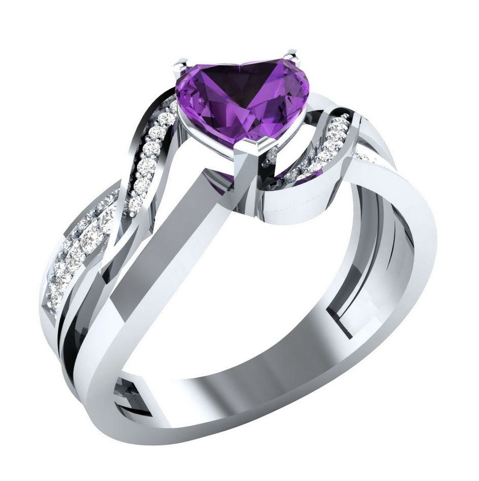 NO.16-Women's Fashion Accessories Jewelry, Multicolor Special Design Heart Zircon Ring