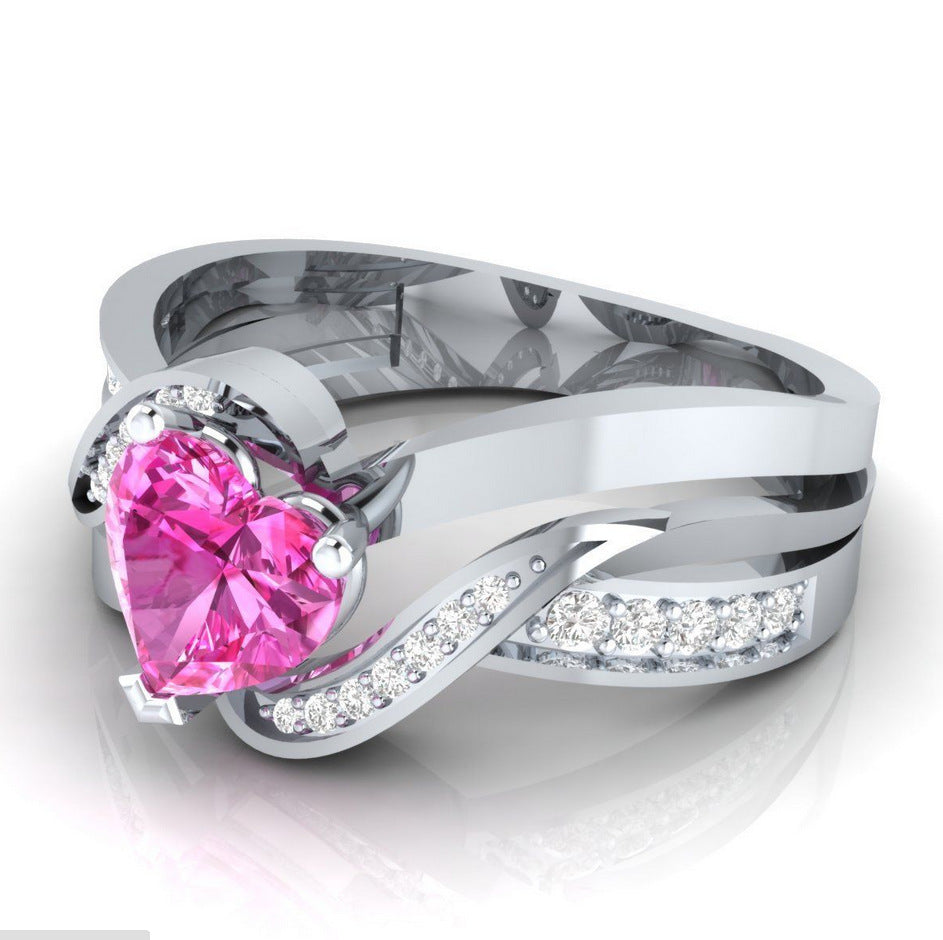 NO.16-Women's Fashion Accessories Jewelry, Multicolor Special Design Heart Zircon Ring