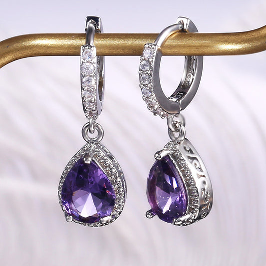 NO.2-Ladies Fashion Jewelry, Purple Droplet Cute vintage