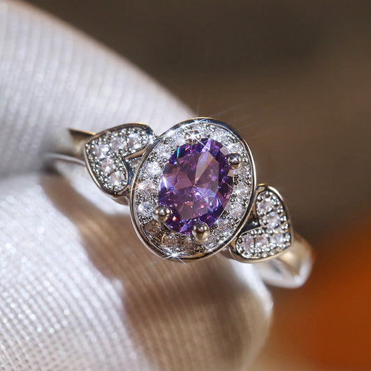 NO.3-woman fashion jewelry, stunning double heart purple ring